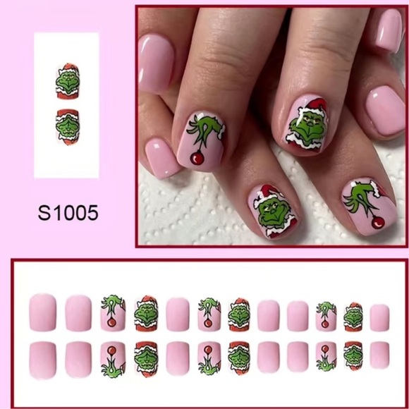 Christmas Grinch Press On Nails - Picture 3 of 7